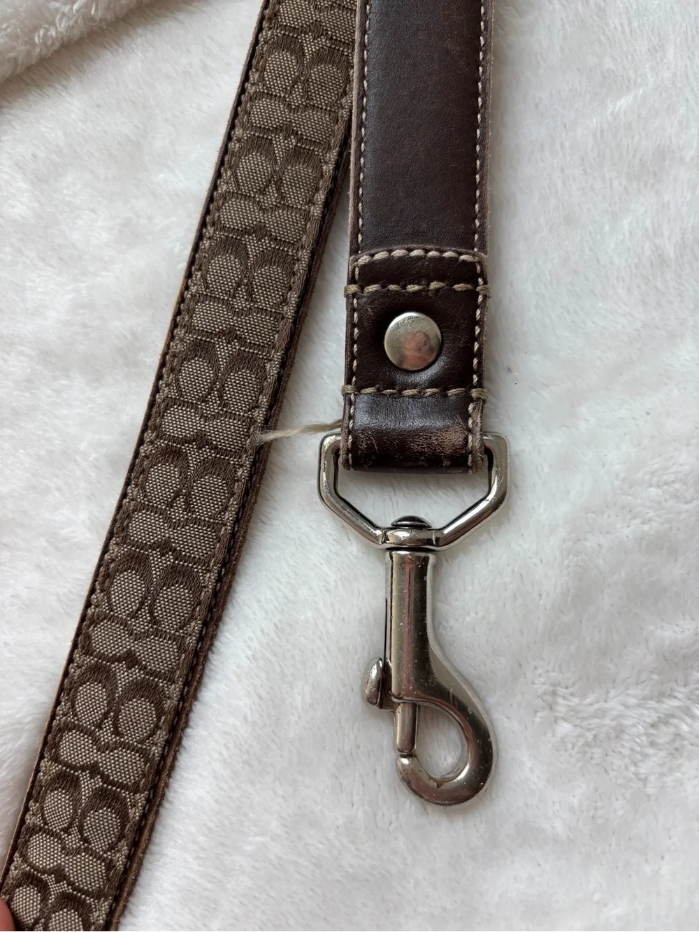 Coach Brown Signature Canvas & Leather Dog Leash